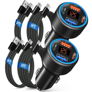 65W 4 Port Super Fast Type C Car Charger USB C for Samsung S26 S25+ A16 A17 iPhone 17 16 15,PD/QC 3.0 Fast Charging Android Car Phone Cigarette Lighter USB Charger Adapter Volt Meter+4Pack USB-C Cable 65W 4 Port Super Fast Type C Car Charger USB C for Samsung S26 S25+ A16 A17 iPhone 17 16 15,PD/QC 3.0 Fast Charging Android Car Phone Cigarette Lighter USB Charger Adapter Volt Meter+4Pack USB-C Cable