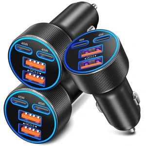 USB C Car Charger, 3 Pack 90W 4-Port Dual 45W Super Fast Car Phone Charger | Multi Port 12V Cigarette Lighter USB Charger Adapter PD/QC 3.0 Fast Charging for iPhone 17 16e 15 14, Galaxy S26 S25 USB C Car Charger, 3 Pack 90W 4-Port Dual 45W Super Fast Car Phone Charger | Multi Port 12V Cigarette Lighter USB Charger Adapter PD/QC 3.0 Fast Charging for iPhone 17 16e 15 14, Galaxy S26 S25