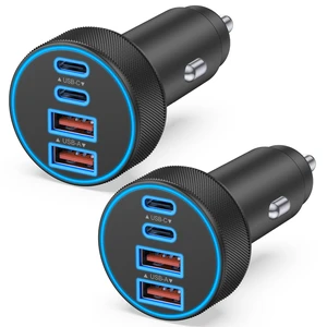 2 Pack Car Charger USB C, 4 in 1 90W Fast Charging 4-Port Car Phone Charger | Dual 45W USB C & USB A, Cargador Carro Lighter Adapter, for iPhone Duo 18 17 16 15 14 13 12 Pro Max, iPad, Galaxy, Android 2 Pack Car Charger USB C, 4 in 1 90W Fast Charging 4-Port Car Phone Charger | Dual 45W USB C & USB A, Cargador Carro Lighter Adapter, for iPhone Duo 18 17 16 15 14 13 12 Pro Max, iPad, Galaxy, Android