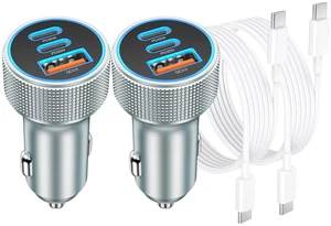 93W USB C Car Charger 3-Port PD45W+PD30W Super Fast Charging 2.0 | 12v Cigarette Lighter USB Charger Car Adapter+6FT Type C Cord for Samsung Galaxy S26 S25 S24 A16, iPhone 17 16 15 Pro, 2-PACK 93W USB C Car Charger 3-Port PD45W+PD30W Super Fast Charging 2.0 | 12v Cigarette Lighter USB Charger Car Adapter+6FT Type C Cord for Samsung Galaxy S26 S25 S24 A16, iPhone 17 16 15 Pro, 2-PACK