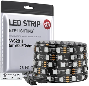 WS2811 Addressable RGB LED Strip 16.4FT 300LED DC12V IP30 | 100Pixels IC=RGB+IC UL Listed Black PCB Flexible Chasing Effect for Indoor Home Decor,3M Tape(No Adapter or Controller) WS2811 Addressable RGB LED Strip 16.4FT 300LED DC12V IP30 | 100Pixels IC=RGB+IC UL Listed Black PCB Flexible Chasing Effect for Indoor Home Decor,3M Tape(No Adapter or Controller)