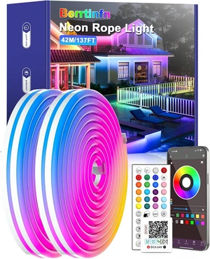 137ft LED Neon Strip Lights with Remote and APP Control, RGB Color Changing Rope Lights, 24V IP65 Waterproof Flexible Neon Lights for Bedroom,Outdoors Décor 137ft LED Neon Strip Lights with Remote and APP Control, RGB Color Changing Rope Lights, 24V IP65 Waterproof Flexible Neon Lights for Bedroom,Outdoors Décor