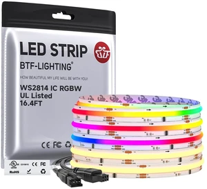 16.4FT WS2814 Smart IC RGBW 3000K DC24V COB LED Strip Light | UL Listed 784LEDs/m High Density Color Chasing Uniform Light 10mm Width for Home Party DIY Lighting(No Adapter or Controller) 16.4FT WS2814 Smart IC RGBW 3000K DC24V COB LED Strip Light | UL Listed 784LEDs/m High Density Color Chasing Uniform Light 10mm Width for Home Party DIY Lighting(No Adapter or Controller)