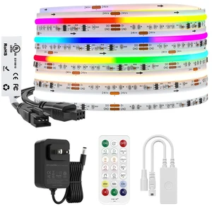 16.4FT WS2811 Dual IC Chasing RGBCCT DC24V COB LED Strip Kit | UL Listed 840LEDs/m Chasing IC RGB Light+Tunable White 3000K-6000K Bluetooth Music Controller for Home DIY Indoor Lighting 16.4FT WS2811 Dual IC Chasing RGBCCT DC24V COB LED Strip Kit | UL Listed 840LEDs/m Chasing IC RGB Light+Tunable White 3000K-6000K Bluetooth Music Controller for Home DIY Indoor Lighting