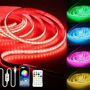 5V USB RGB COB LED Strip Light 10FT with Remote for TV Backlight | Fleixble and Cuttable with 4.6FT USB Cable and Self-Adhesive, RGB LED Strip Color Changing for Under Cabinet Gaming Setup 5V USB RGB COB LED Strip Light 10FT with Remote for TV Backlight | Fleixble and Cuttable with 4.6FT USB Cable and Self-Adhesive, RGB LED Strip Color Changing for Under Cabinet Gaming Setup