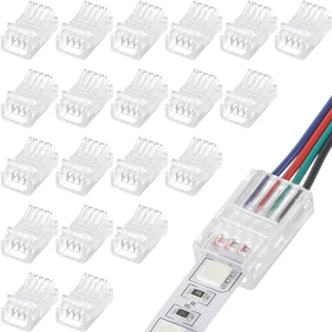 20 Pcs 4 Pin 10 mm LED Strip Connector RGB Lights | Waterproof Adapter 22 AWG Wires Connector for Strip Light Unwired Gapless Track 5v 12v 24v 20 Pcs 4 Pin 10 mm LED Strip Connector RGB Lights | Waterproof Adapter 22 AWG Wires Connector for Strip Light Unwired Gapless Track 5v 12v 24v