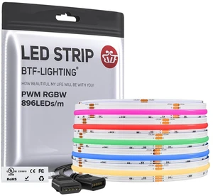 FCOB COB LED Strip Light,UL Listed RGBW 3000K 896LED/m High Density LED Tape Light,16.4FT DC24V 12mm Width Color Changing Light for Bedroom Home Indoor DIY Decor(No Adapter or Controller) FCOB COB LED Strip Light,UL Listed RGBW 3000K 896LED/m High Density LED Tape Light,16.4FT DC24V 12mm Width Color Changing Light for Bedroom Home Indoor DIY Decor(No Adapter or Controller)