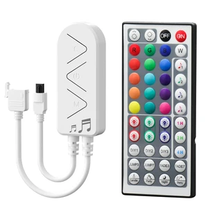 RGB LED Strip Light Wireless Smart Controller, 44-Key Remote and APP Control, Music Sync, Replaced Controller for 12V/24V 4-Pin COB SMD LED Strip Light, DIY and Timer Function RGB LED Strip Light Wireless Smart Controller, 44-Key Remote and APP Control, Music Sync, Replaced Controller for 12V/24V 4-Pin COB SMD LED Strip Light, DIY and Timer Function