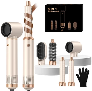 Hair Dryer Brush 5 in 1, Blow Dryer Brush Set with Air Curler Wrap Hair , Negative Ionic Blow Dry Brush, Detachable Hair Tool for Curling, Volumizer,Straightener,Drying Hair Dryer Brush 5 in 1, Blow Dryer Brush Set with Air Curler Wrap Hair , Negative Ionic Blow Dry Brush, Detachable Hair Tool for Curling, Volumizer,Straightener,Drying
