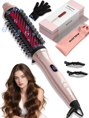 Infrared Thermal Brush 1.65, 100M Negative Ions 2-in-1 Curling, Straightening & Smoothing Round Brush, 6 Heat Settings with LED Display, Lightweight Quiet, Dual Voltage, Auto Shut-Off, Pink Gift Box Infrared Thermal Brush 1.65, 100M Negative Ions 2-in-1 Curling, Straightening & Smoothing Round Brush, 6 Heat Settings with LED Display, Lightweight Quiet, Dual Voltage, Auto Shut-Off, Pink Gift Box