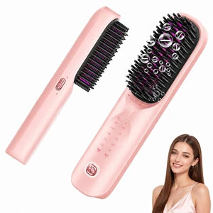 Cordless Hair Straightener Brush, 10000mAh Ionic Heated Comb, 6 Temp | Portable Rechargeable Hair Styling Brush with MCH Fast Heating, Ceramic Ionic Care, Anti-frizz Smoothing for Travel Use Cordless Hair Straightener Brush, 10000mAh Ionic Heated Comb, 6 Temp | Portable Rechargeable Hair Styling Brush with MCH Fast Heating, Ceramic Ionic Care, Anti-frizz Smoothing for Travel Use