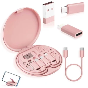 USB Adapter Kit, USB C Travel Organizer Case with Phone Stand, Pink | Micro-USB and Lightning-Compatible Connectors, SIM Card Storage, Eject Pin, Charging and Data Functions Vary by Device USB Adapter Kit, USB C Travel Organizer Case with Phone Stand, Pink | Micro-USB and Lightning-Compatible Connectors, SIM Card Storage, Eject Pin, Charging and Data Functions Vary by Device