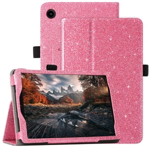 Leather Case for 2024 TCL Tab 8, Plus, LE & WiFi Models, Glitter Pink with Pencil Holder Leather Case for 2024 TCL Tab 8, Plus, LE & WiFi Models, Glitter Pink with Pencil Holder