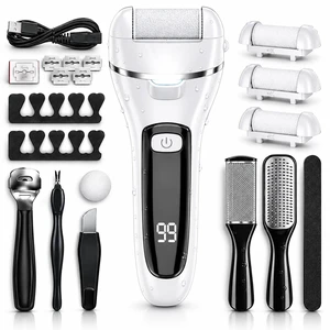 White Electric Callus Remover, 17-in-1 At-Home Pedicure Kit | Rechargeable foot file with 3 roller heads and 2 speeds, a practical self-care gift for an at-home pedicure routine White Electric Callus Remover, 17-in-1 At-Home Pedicure Kit | Rechargeable foot file with 3 roller heads and 2 speeds, a practical self-care gift for an at-home pedicure routine