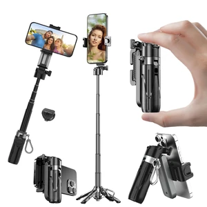 Mini Selfie Stick Tripod, 3-in-1 Mini Extendable Grip Phone Tripod | with Detachable Remote Pocket Size, Phone Grip, 10m Wireless Shutter, Vlog Livestreaming Photography Black Mini Selfie Stick Tripod, 3-in-1 Mini Extendable Grip Phone Tripod | with Detachable Remote Pocket Size, Phone Grip, 10m Wireless Shutter, Vlog Livestreaming Photography Black