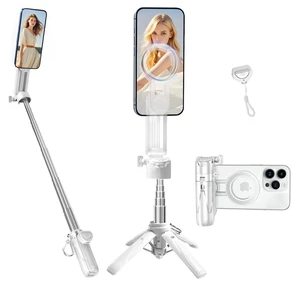 Magnetic Compact Mini Phone Selfie Stick, Mag-Safe 4 in 1 Small Portable Pocket Tripod for iPhone/Android, with Removable Phone Clip Remote for Photograph/Live Streaming/Video Recording Magnetic Compact Mini Phone Selfie Stick, Mag-Safe 4 in 1 Small Portable Pocket Tripod for iPhone/Android, with Removable Phone Clip Remote for Photograph/Live Streaming/Video Recording