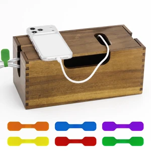Wood Cable Management Box, Cord Hider Organizer for Power Strip | Acacia Wooden Cable Organizer & Hider for TV Wires, Desk & Floor Cables, Magnetic Closure Storage Box with Ventilation Wood Cable Management Box, Cord Hider Organizer for Power Strip | Acacia Wooden Cable Organizer & Hider for TV Wires, Desk & Floor Cables, Magnetic Closure Storage Box with Ventilation