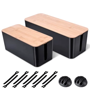 2Pack Cable Management Box,Wooden Style Cord Organizer Cord Hide Box | Cable Organizer for TV Wires, Computer, USB Hub & Under Desk Power Strip, ABS Material, Baby Proof, Home & Office(Black) 2Pack Cable Management Box,Wooden Style Cord Organizer Cord Hide Box | Cable Organizer for TV Wires, Computer, USB Hub & Under Desk Power Strip, ABS Material, Baby Proof, Home & Office(Black)