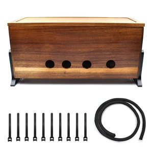 Large Wood Cable Management Box, Vintage Walnut Cord Organizer 14.1" x 6" | Hides power strips & TV wires, 14.1 x 6 x 6.3 inches, Vintage walnut lid, Ideal for home & office organization Large Wood Cable Management Box, Vintage Walnut Cord Organizer 14.1" x 6" | Hides power strips & TV wires, 14.1 x 6 x 6.3 inches, Vintage walnut lid, Ideal for home & office organization