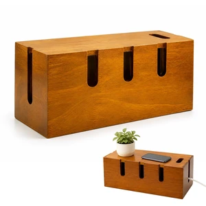 12" Acacia Wood Cable Management Box, Cord Hider Organizer | with Wide Cable Slots, Hides Power Strip Cords for Under Desk, TV, Home Office, Desktop and Floor 12" Acacia Wood Cable Management Box, Cord Hider Organizer | with Wide Cable Slots, Hides Power Strip Cords for Under Desk, TV, Home Office, Desktop and Floor