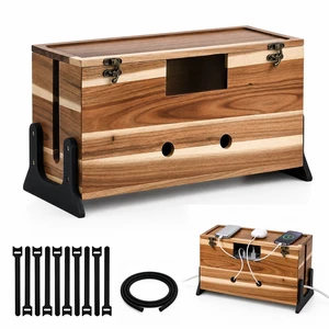 Extra Large Cable Management Box, 14.2-Inch Acacia Wood Cord Hider Box with Dual Locks and Magnetic Lid, Power Strip Cover and Cable Organizer for Desk, Floor, TV Wires and Home Office Extra Large Cable Management Box, 14.2-Inch Acacia Wood Cord Hider Box with Dual Locks and Magnetic Lid, Power Strip Cover and Cable Organizer for Desk, Floor, TV Wires and Home Office