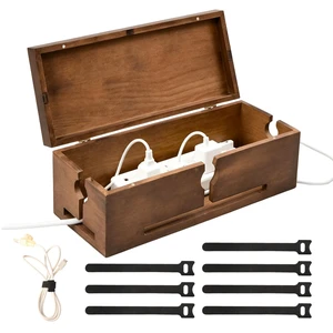 Wood Cable Management Box for Power Strip, Solid Wood Cord Organizer Box with Lid, Wire Storage Box for Desk, Living Room, Office and Media Setup Wood Cable Management Box for Power Strip, Solid Wood Cord Organizer Box with Lid, Wire Storage Box for Desk, Living Room, Office and Media Setup