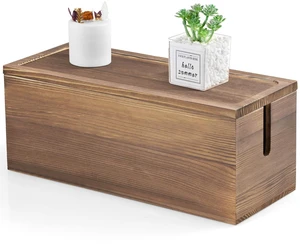 Large Cable Management Box, Burnt Wood Cord Organizer Box for Desk, Floor, Office to Hide Extension Cords Power Stripes Surge Protectors Chargers Wires Large Cable Management Box, Burnt Wood Cord Organizer Box for Desk, Floor, Office to Hide Extension Cords Power Stripes Surge Protectors Chargers Wires