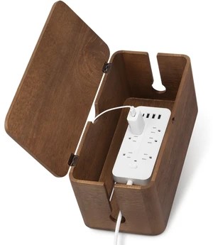 Wood Cable Management Box, Large Cord Organizer Box for Power Strip | 14" L × 6.7" W × 5.3" H, Extension Cord Hider for Office, Desk Cable Storage Box for Wire Management, Floor Outlet Hider Wood Cable Management Box, Large Cord Organizer Box for Power Strip | 14" L × 6.7" W × 5.3" H, Extension Cord Hider for Office, Desk Cable Storage Box for Wire Management, Floor Outlet Hider