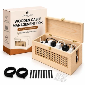 Wooden Cable Management Box - 15 x 6.5 x 6.3 in - Power Strip Organizer | Cord Hiding Box, Large Capacity, Hides Power Strips, Cords & Wires, Fits Large Chargers Wooden Cable Management Box - 15 x 6.5 x 6.3 in - Power Strip Organizer | Cord Hiding Box, Large Capacity, Hides Power Strips, Cords & Wires, Fits Large Chargers