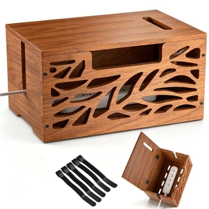 Wooden Cable Management Box, Large Cord Hider Box, Cord Box | Cable Organizer Box for Power Strips, Electrical Cords, Desk & Floor Cables Suitable for Home & Office Wooden Cable Management Box, Large Cord Hider Box, Cord Box | Cable Organizer Box for Power Strips, Electrical Cords, Desk & Floor Cables Suitable for Home & Office