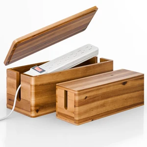 Set 2 Sizes Wooden Cable Management Box Round Edge, Magnetic Lid | Large & Small Size, Cable Slots, Magnetic Lid, Non-Skid Pads, Solid Acacia Wood, Wooden Power Strip Box, Surge Protector Box Set 2 Sizes Wooden Cable Management Box Round Edge, Magnetic Lid | Large & Small Size, Cable Slots, Magnetic Lid, Non-Skid Pads, Solid Acacia Wood, Wooden Power Strip Box, Surge Protector Box