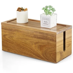 Cable Management Box Medium, Acacia Wooden Cord Organizer Box for Desk, Floor, Office to Hide Extension Cords Power Stripes Surge Protectors Chargers Wires Cable Management Box Medium, Acacia Wooden Cord Organizer Box for Desk, Floor, Office to Hide Extension Cords Power Stripes Surge Protectors Chargers Wires