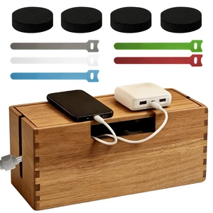 Acacia Wood Cable Management Box, Wooden Cord Hider Organizer for Power Strip, Desk/Floor/TV Wire Storage, Under Desk Cable Organizer for Home Office Acacia Wood Cable Management Box, Wooden Cord Hider Organizer for Power Strip, Desk/Floor/TV Wire Storage, Under Desk Cable Organizer for Home Office
