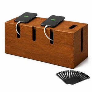 Large 12-Inch Wood Cable Management Box, Cord Hider with Removable Lid | Wooden Cord Hider Box for Power Strips on Desks, TV Stands and Floors, with Multiple Openings and 20 Reusable Cable Ties Large 12-Inch Wood Cable Management Box, Cord Hider with Removable Lid | Wooden Cord Hider Box for Power Strips on Desks, TV Stands and Floors, with Multiple Openings and 20 Reusable Cable Ties