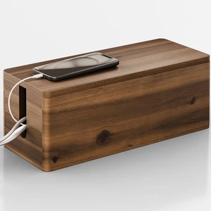 16" L Wooden Large Cable Management Box Round Edge (Walnut Color) | 2 Cable Entry Slots, Magnetic Lid, Non-Skid Pads, Solid Acacia Wood, Wooden Power Strip Box, Surge Protector Box 16" L Wooden Large Cable Management Box Round Edge (Walnut Color) | 2 Cable Entry Slots, Magnetic Lid, Non-Skid Pads, Solid Acacia Wood, Wooden Power Strip Box, Surge Protector Box