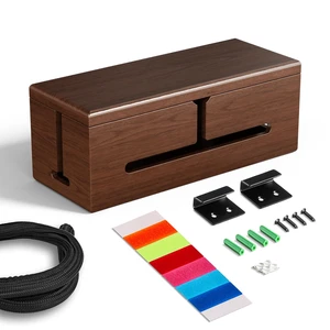 Large Cable Management Box-Stylish Wire Organizer, Wire Concealer and Wire Management Box-Wire Management Box with Protective Sleeve (Brown) Large Cable Management Box-Stylish Wire Organizer, Wire Concealer and Wire Management Box-Wire Management Box with Protective Sleeve (Brown)