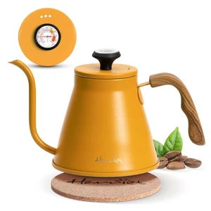 Gooseneck Kettle with Thermometer for Pour Over Coffee and Tea, 37 fl oz, Stainless Steel, Durable 3-Layer Base, Ideal Spout for Precision Pouring, Compatible with all Stove Tops, Yellow Gooseneck Kettle with Thermometer for Pour Over Coffee and Tea, 37 fl oz, Stainless Steel, Durable 3-Layer Base, Ideal Spout for Precision Pouring, Compatible with all Stove Tops, Yellow