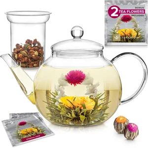 Stovetop & Microwave Safe Glass Teapot with Removable Loose Tea Glass Infuser Includes 2 Blooming Teas 2-in-1 Tea Kettle and Tea Maker Tea Purist's Choice Stovetop & Microwave Safe Glass Teapot with Removable Loose Tea Glass Infuser Includes 2 Blooming Teas 2-in-1 Tea Kettle and Tea Maker Tea Purist's Choice