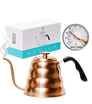 Gooseneck Kettle, 1.2L Pour Over Kettle, Copper | Stainless Steel Stovetop Kettle with Thermometer, Precision Drip Spout for Controlled flow, Ideal for Coffee & Tea, 40 oz Gooseneck Kettle, 1.2L Pour Over Kettle, Copper | Stainless Steel Stovetop Kettle with Thermometer, Precision Drip Spout for Controlled flow, Ideal for Coffee & Tea, 40 oz