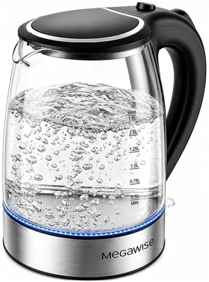 1.8L Electric Glass Kettle with Auto Shut-Off and Blue LED 1.8L Electric Glass Kettle with Auto Shut-Off and Blue LED