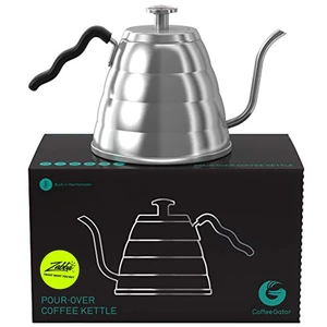 Gooseneck Kettle with Thermometer - 34oz | Stainless Steel Pour Over Coffee Maker, Stove Top, w/Precision Drip Spout, for Drip , French Press, Tea Kettle, 4 Cup, 1L Gooseneck Kettle with Thermometer - 34oz | Stainless Steel Pour Over Coffee Maker, Stove Top, w/Precision Drip Spout, for Drip , French Press, Tea Kettle, 4 Cup, 1L
