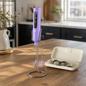 Rechargeable Milk Frother with Stand, 4 Interchangeable Whisks & Travel Case Handheld Mixer for Lattes, Matcha, Hot Chocolate, Eggs & Protein Shakes Rechargeable Milk Frother with Stand, 4 Interchangeable Whisks & Travel Case Handheld Mixer for Lattes, Matcha, Hot Chocolate, Eggs & Protein Shakes