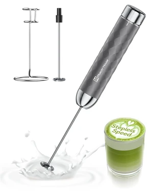 LunaFro 2.0 Rechargeable Milk Frother, Stepless Speed Control | 1200mAh lithium battery Frother Handheld, IPX4, Stand & 2 Detachable Whisk for Lattes, Cappuccino, Matcha & Protein powder LunaFro 2.0 Rechargeable Milk Frother, Stepless Speed Control | 1200mAh lithium battery Frother Handheld, IPX4, Stand & 2 Detachable Whisk for Lattes, Cappuccino, Matcha & Protein powder