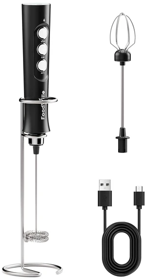 MF02 Rechargeable Milk Frother Handheld Foam Maker with Stainless Whisk for Cappuccino, Latte, Bulletproof Coffee, Keto Diet, Protein Powder, Matcha (Dark Black) MF02 Rechargeable Milk Frother Handheld Foam Maker with Stainless Whisk for Cappuccino, Latte, Bulletproof Coffee, Keto Diet, Protein Powder, Matcha (Dark Black)