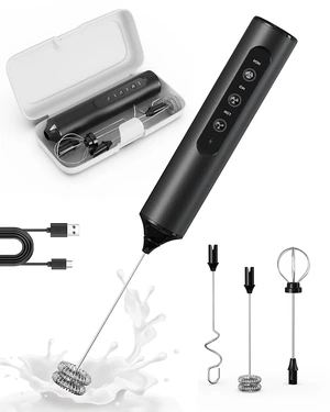 3-Speed Rechargeable Electric Milk Frother Handheld Foam Maker | 3 Interchangeable Whisks & Travel Case, Handheld Mixer for Lattes, Matcha, Hot Chocolate & Eggs, Kitchen Gifts 3-Speed Rechargeable Electric Milk Frother Handheld Foam Maker | 3 Interchangeable Whisks & Travel Case, Handheld Mixer for Lattes, Matcha, Hot Chocolate & Eggs, Kitchen Gifts
