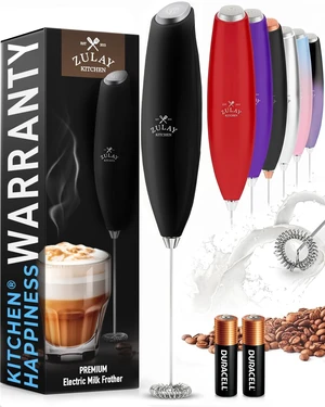 Milk Frother Handheld Electric Whisk Frother Wand, Durable Drink Mixer, Coffee Frother, Hand Blender, Frother for Protein Powder, Matcha & More - Black Milk Frother Handheld Electric Whisk Frother Wand, Durable Drink Mixer, Coffee Frother, Hand Blender, Frother for Protein Powder, Matcha & More - Black