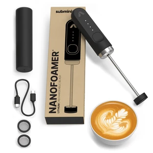 NanoFoamer Milk Foamer - Rechargeable Handheld Foamer - Black | Waterproof foamer with rechargeable lithium battery, microfoamed milk in 30 seconds, barista-style coffee drinks at home NanoFoamer Milk Foamer - Rechargeable Handheld Foamer - Black | Waterproof foamer with rechargeable lithium battery, microfoamed milk in 30 seconds, barista-style coffee drinks at home