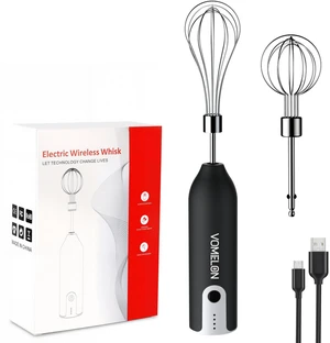Electric Hand Mixer Whisk | Wireless Rechargeable Handheld Egg Beater with 2 Stainless Steel Mixing Heads | Portable Kitchen Hand Mixer for Egg, Milkshake Cream, Cake, Baking & Cooking-Black Electric Hand Mixer Whisk | Wireless Rechargeable Handheld Egg Beater with 2 Stainless Steel Mixing Heads | Portable Kitchen Hand Mixer for Egg, Milkshake Cream, Cake, Baking & Cooking-Black