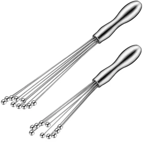 2 Pcs Ball Whisks for Cooking Stainless Steel, 10,12 Inch | Egg Beater with Ergonomic Handle, Blending and Stirring Sauces Whisk Tool, Manual Mixer Cooking Whisk for Baking, Stirring 2 Pcs Ball Whisks for Cooking Stainless Steel, 10,12 Inch | Egg Beater with Ergonomic Handle, Blending and Stirring Sauces Whisk Tool, Manual Mixer Cooking Whisk for Baking, Stirring