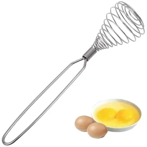 Mini French Spring Whisk, 7.56 Inch Silver Stainless Steel Spring Coil Whisk, Hand Eggbeater Egg Mixer Whisk Blender Stirring Beater Mini French Spring Whisk, 7.56 Inch Silver Stainless Steel Spring Coil Whisk, Hand Eggbeater Egg Mixer Whisk Blender Stirring Beater
